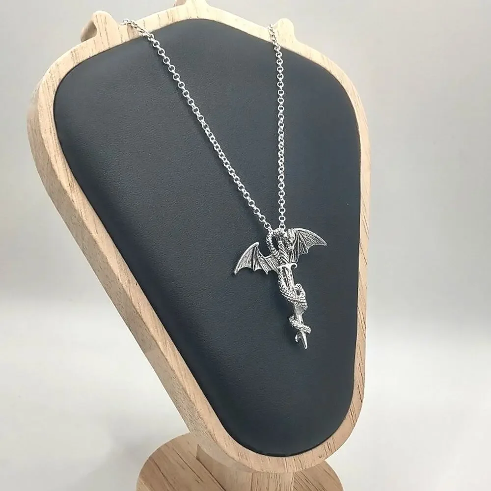 Dragon Sword Fantasy 925 Sterling Silver Necklace Valentine's Birthday Gift NEW